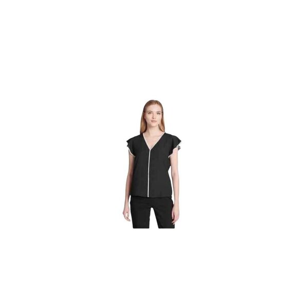 Calvin Klein Women's Piped Flutter Sleeve‎ Top Size Small - Picture 1 of 8